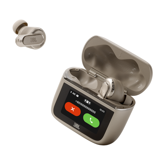 JBL Tour Pro 3 - Latte - True Wireless Noise Cancelling earbuds with Smart Charging Case&trade; - Detailshot 5